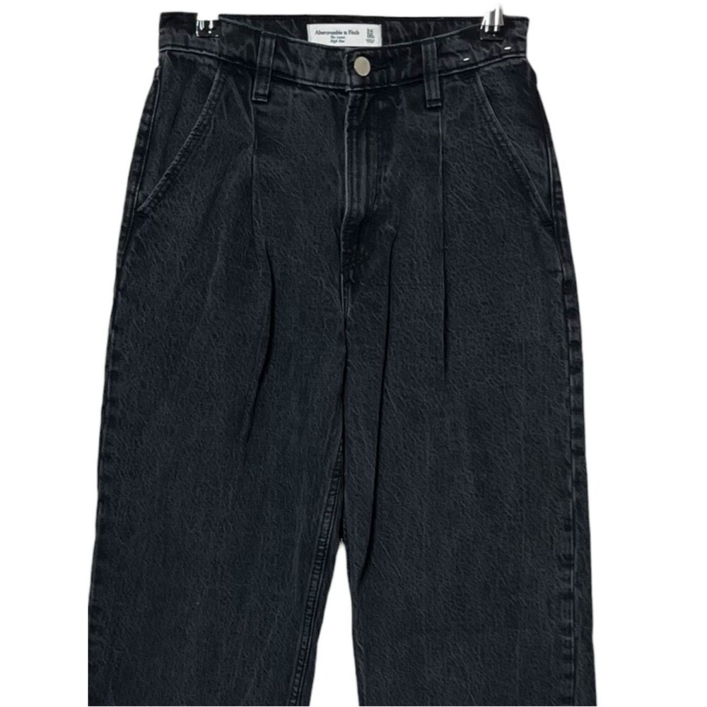Abercrombie & Fitch The Loose High Rise Women's 24 Black Relaxed Wide Denin Jean - Picture 3 of 10
